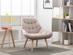 Vente-unique Fauteuil Stof Fluweel / Suedine-Fauteuil Van Beige Fluweel - Luosto