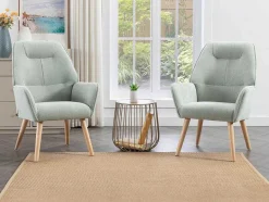 Vente-unique Fauteuil Stof-Fauteuil Van Blauwgroene Stof Osimo