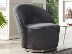 PASCAL MORABITO Fauteuil-Fauteuil Van Boucle Stof - Antraciet - Elfira