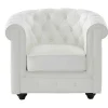 Vente-unique Fauteuil Leer-Fauteuil Van Buffelleer Chesterfield - Wit