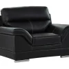 Vente-unique Fauteuil Leer-Fauteuil Van Buffelleer Monika - Zwart