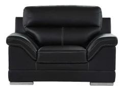Vente-unique Fauteuil Leer-Fauteuil Van Buffelleer Monika - Zwart