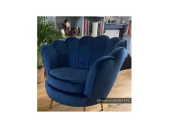 PASCAL MORABITO Fauteuil Stof Fluweel / Suedine-Fauteuil Van Fluweel Dandelion - Donkerblauw - Van