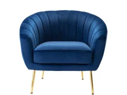 Vente-unique Fauteuil Met Holle Rugleuning-Fauteuil Van Fluweel Pablito - Nachtblauw