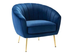 Vente-unique Fauteuil Met Holle Rugleuning-Fauteuil Van Fluweel Pablito - Nachtblauw