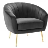 Vente-unique Fauteuil Met Holle Rugleuning-Fauteuil Van Fluweel Pablito - Antraciet