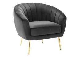 Vente-unique Fauteuil Met Holle Rugleuning-Fauteuil Van Fluweel Pablito - Antraciet