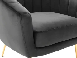 Vente-unique Fauteuil Met Holle Rugleuning-Fauteuil Van Fluweel Pablito - Antraciet
