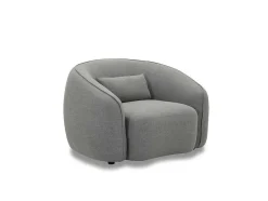 Vente-unique Fauteuil Met Holle Rugleuning-Fauteuil Van Grijze Stof Stefian