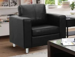 Vente-unique Fauteuil Kunstleer-Fauteuil Van Kunstleer Ackley - Zwart