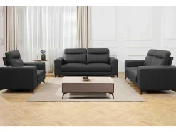 Vente-unique Fauteuil Leer-Fauteuil Van Leer Montaner - Zwart