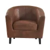 Vente-unique Fauteuil Met Holle Rugleuning-Fauteuil Van Microvezel - Oud Bruin - Cristobal Ii
