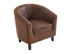 Vente-unique Fauteuil Met Holle Rugleuning-Fauteuil Van Microvezel - Oud Bruin - Cristobal Ii