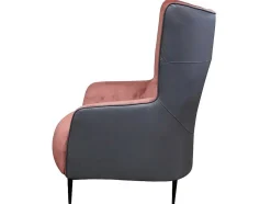 Vente-unique Fauteuil Stof Fluweel / Suedine-Fauteuil Van Roze Fluweel En Antraciet Structuur Mendocino