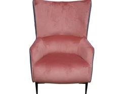 Vente-unique Fauteuil Stof Fluweel / Suedine-Fauteuil Van Roze Fluweel En Antraciet Structuur Mendocino