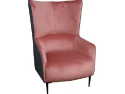 Vente-unique Fauteuil Stof Fluweel / Suedine-Fauteuil Van Roze Fluweel En Antraciet Structuur Mendocino