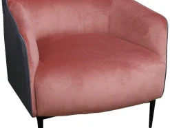 Vente-unique Fauteuil Stof Fluweel / Suedine-Fauteuil Van Roze Fluweel En Antraciet Structuur Mendocino