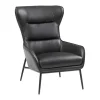 LINEA SOFA Fauteuil Leer-Fauteuil Van Zwart Buffelleder Dinnia