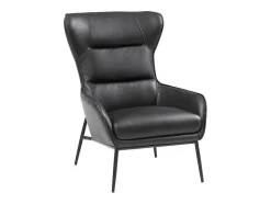 LINEA SOFA Fauteuil Leer-Fauteuil Van Zwart Buffelleder Dinnia