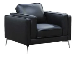 Vente-unique Fauteuil Leer-Fauteuil Van Zwart Leer Lecco