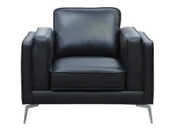 Vente-unique Fauteuil Leer-Fauteuil Van Zwart Leer Lecco