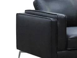Vente-unique Fauteuil Leer-Fauteuil Van Zwart Leer Lecco