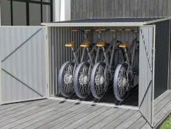 EXPERTLAND Tuinhuis-Fietsberging Van Antracietgrijs Gegalvaniseerd Staal 4M Voor 4 Fietsen - Niki