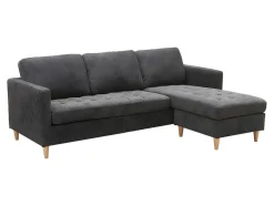 Vente-unique Stoffen Zitbank-Firenze Bank Met Chaise Longue Donkergrijs.