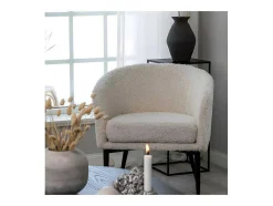 Venture Home Fauteuil Met Holle Rugleuning-Fluffy Fauteuil Teddy Wit.