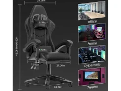Vente-unique Bureaustoel-Gaming- En Bureaustoel Ergonomische Computerbureaustoel Met Hoofdsteun En Lumbale Ondersteuning