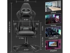Vente-unique Bureaustoel-Gaming- En Bureaustoel Ergonomische Computerbureaustoel Met Hoofdsteun En Lumbale Ondersteuning