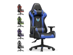 Vente-unique Bureaustoel-Gaming Stoel Gaming Met Lumbale Kussen En Hoofdsteun En Vaste Armleuning, Pu Leather Burea -Stoel