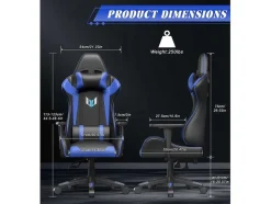 Vente-unique Bureaustoel-Gaming Stoel Gaming Met Lumbale Kussen En Hoofdsteun En Vaste Armleuning, Pu Leather Burea -Stoel
