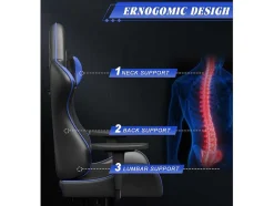 Vente-unique Bureaustoel-Gaming Stoel Gaming Met Lumbale Kussen En Hoofdsteun En Vaste Armleuning, Pu Leather Burea -Stoel