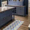 OZAIA Gangtapijt-Gangtapijt Van Vinyl Met Cementtegeleffect - 66 X 160 Cm - Blauw En Geel - Florili
