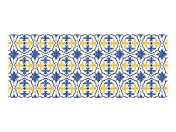 OZAIA Gangtapijt-Gangtapijt Van Vinyl Met Cementtegeleffect - 66 X 160 Cm - Blauw En Geel - Florili