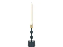 OZAIA Kandelaar En Kaars-Geemailleerde Aluminium Kandelaar - H.22 Cm - Eendeblauw - Parina