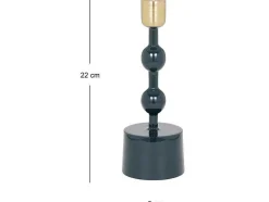 OZAIA Kandelaar En Kaars-Geemailleerde Aluminium Kandelaar - H.22 Cm - Eendeblauw - Parina
