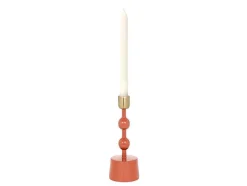 OZAIA Kandelaar En Kaars-Geemailleerde Aluminium Kandelaar - H.22 Cm - Terracotta - Parina