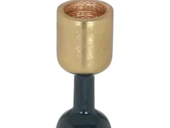 OZAIA Kandelaar En Kaars-Geemailleerde Aluminium Kandelaar - H.26,5 Cm - Eend Blauw - Parina