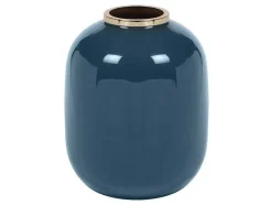 OZAIA Decoratieobject Voor Binnen-Geemailleerde Metalen Vaas - D. 29 X H. 36 Cm - Messing Afwerking - Groenblauw - Klaudia