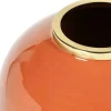 OZAIA Decoratieobject Voor Binnen-Geemailleerde Metalen Vaas - D. 29 X H. 36 Cm - Messing Afwerking - Terracotta - Klaudia