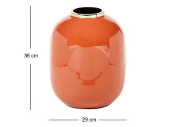 OZAIA Decoratieobject Voor Binnen-Geemailleerde Metalen Vaas - D. 29 X H. 36 Cm - Messing Afwerking - Terracotta - Klaudia