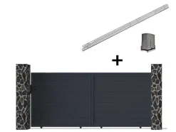 EXPERTLAND Hekjes & Poorten-Gemotoriseerde Schuifpoort Van Aluminium Antraciet - L374 X 165 Cm - Nazario