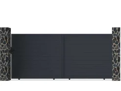 EXPERTLAND Hekjes & Poorten-Gemotoriseerde Schuifpoort Van Aluminium Antraciet - L374 X 165 Cm - Nazario