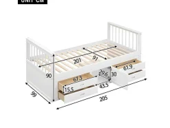 ModernLuxe Aanbiedingen: Slaapkamer & Kantoor-Gesloten Eenpersoonsbed 90X200Cm Met 4 Lades En Een Deur - Wit