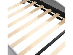Vente-unique Kinderbed-Gestoffeerd Bed Met Hoofdeinde 90 X 200 Cm - Beervorm - Fluweel - Grijs