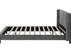 ModernLuxe Fluwelen Bed-Gestoffeerd Bed 160X200Cm In Fluweel Met Lattenbodem - Grijs