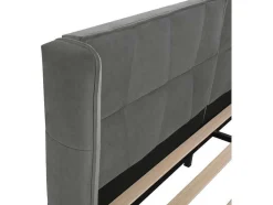 ModernLuxe Fluwelen Bed-Gestoffeerd Bed 160X200Cm In Fluweel Met Lattenbodem - Grijs