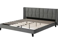 ModernLuxe Fluwelen Bed-Gestoffeerd Bed 160X200Cm In Fluweel Met Lattenbodem - Grijs